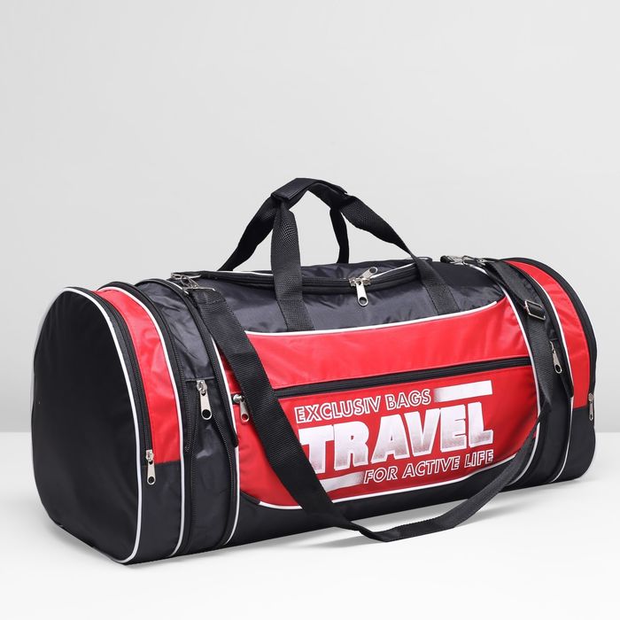 Сумка спортивная, трансформер, отдел на молнии, 3 наружных кармана, цвет чёрный/красный