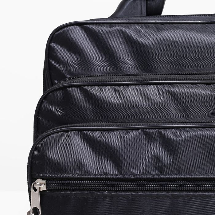 Сумка мужская, 2 отдела на молнии, 3 наружных кармана, цвет чёрный