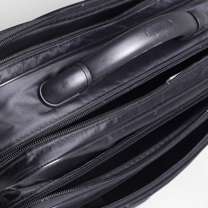 Сумка мужская, 2 отдела на молнии, 3 наружных кармана, цвет чёрный