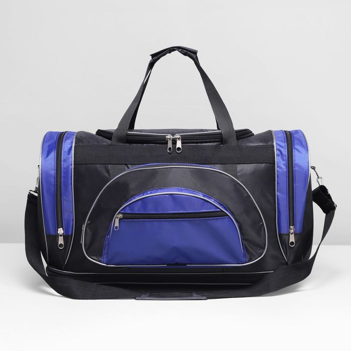 Сумка спортивная, отдел на молнии, 4 наружных кармана, цвет чёрный/синий
