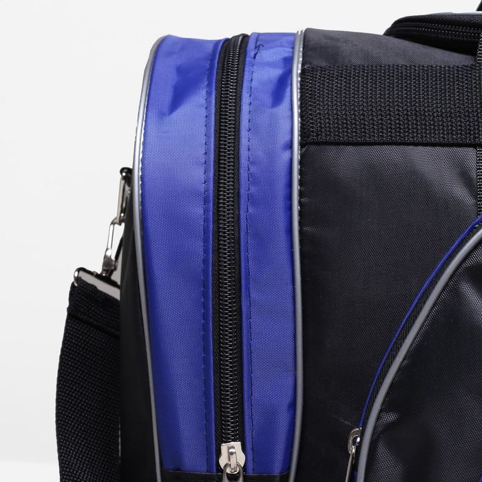 Сумка спортивная, отдел на молнии, 4 наружных кармана, цвет чёрный/синий