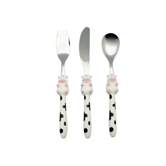 Набор детских столовых приборов Cow, 3 предмета, черно-белый