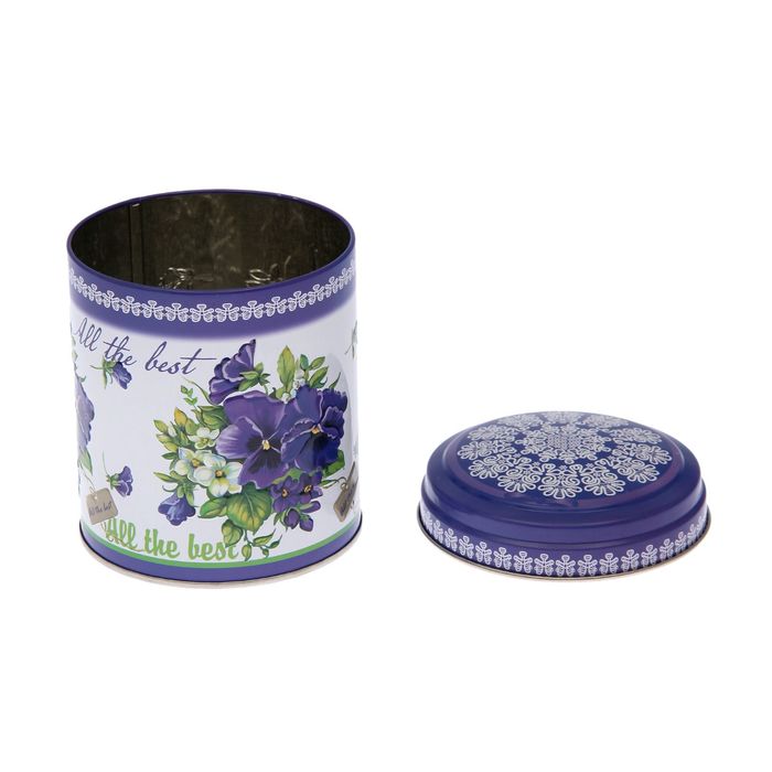 Банка для сыпучих продуктов 800 мл "Садовые цветы", круглая, d=9,9 см, h=11 см, МИКС