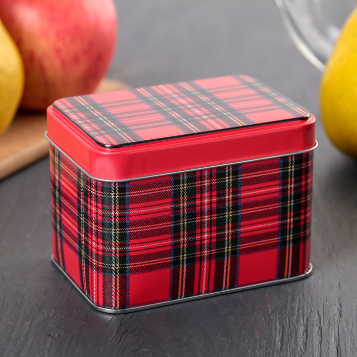 Банка для сыпучих продуктов 400 мл "Шотландка", прямоугольная, 9,8x6,7х6,9 см