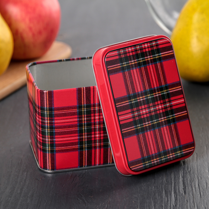 Банка для сыпучих продуктов 400 мл "Шотландка", прямоугольная, 9,8x6,7х6,9 см