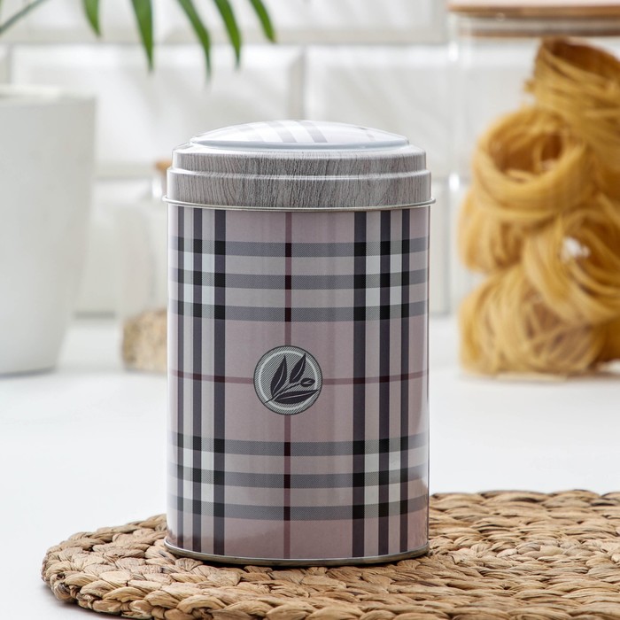 Банка для сыпучих продуктов 1,1 л "Клетка", круглая, d=9,9 см, h=14,5 см