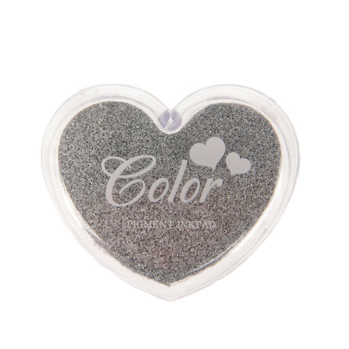 Штемпельная подушка "Сердечко серебро" 4,3х5х2 см