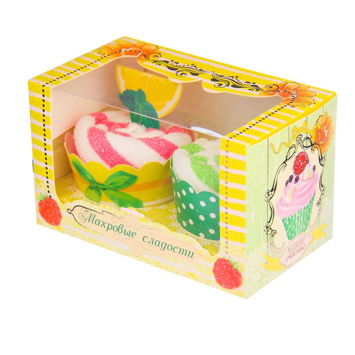 Набор полотенец Collorista "Махровые сладости" 30х30см-2 шт, 100% хлопок