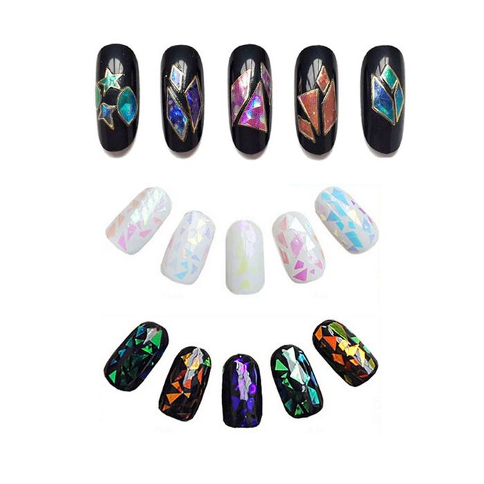 Фольга "Битое стекло" для декора ногтей цвет красный