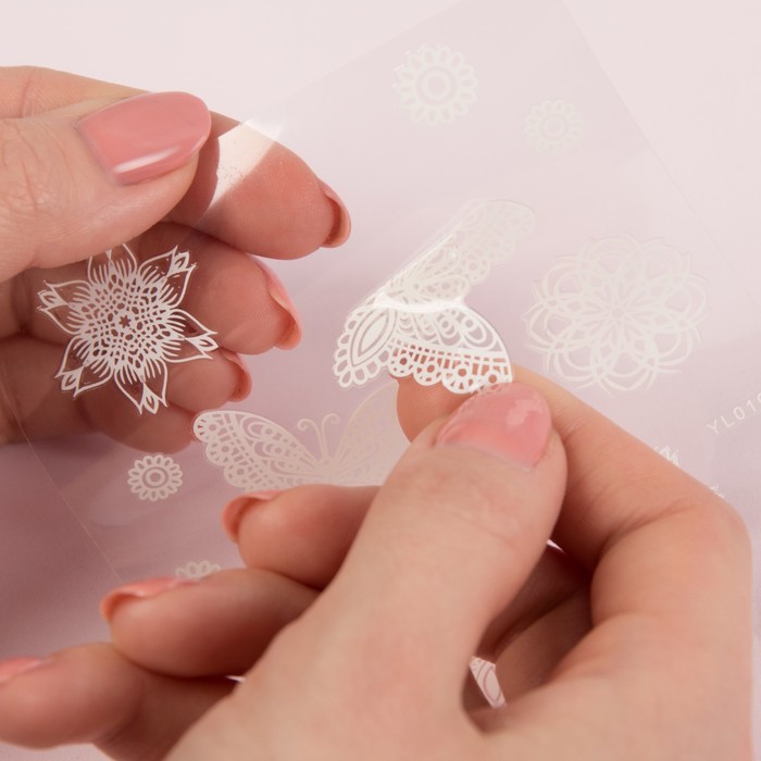 Наклейки для ногтей, цвет белый