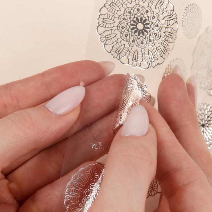 Наклейки для ногтей, цвет серебристый