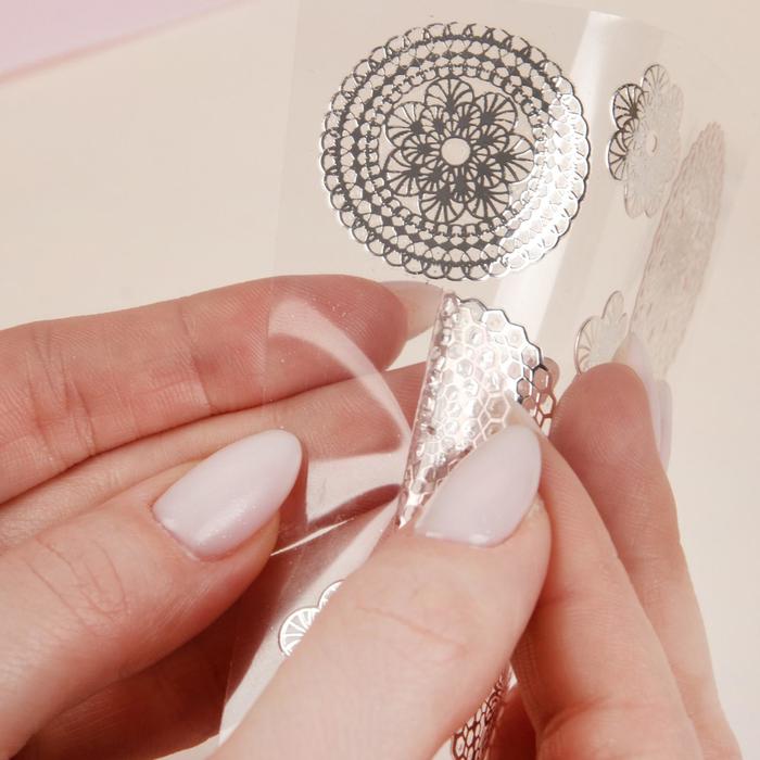 Наклейки для ногтей, цвет серебристый