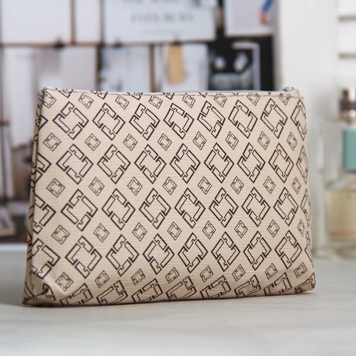 Косметичка на молнии, 1 отдел, цвет бежевый