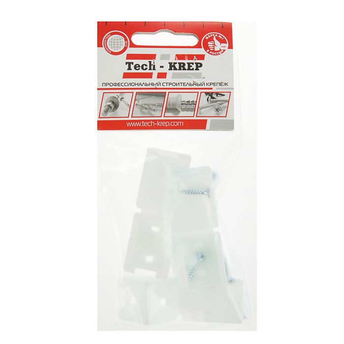 Мебельный уголок с шурупом, белый, в пакете 4 шт.