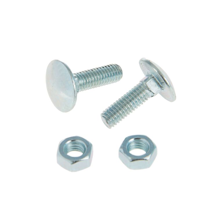 Болт DIN603 мебельный, М6х20 мм, с гайкой, оцинкованный, в пакете 10 шт.