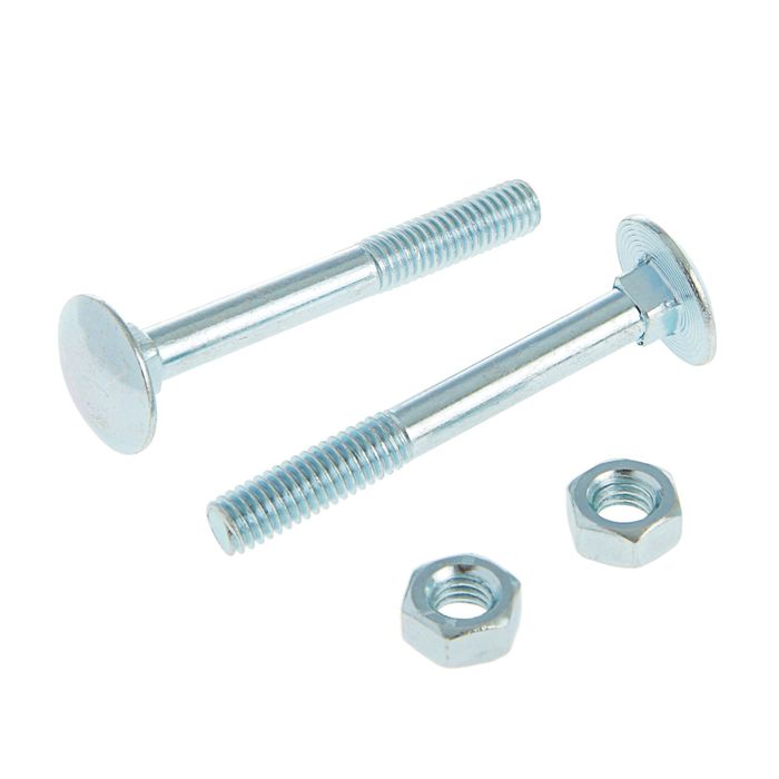 Болт DIN603 мебельный, М6х50 мм, с гайкой, оцинкованный, в пакете 8 шт.