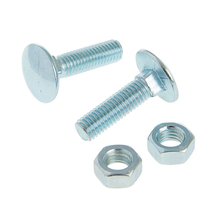 Болт DIN603 мебельный, М8х30 мм, с гайкой, оцинкованный, в пакете 6 шт.