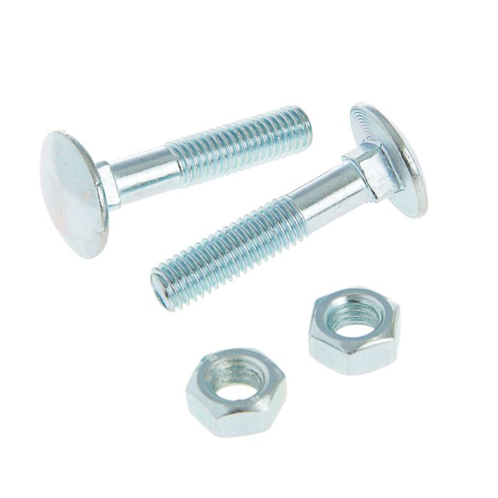 Болт DIN603 мебельный, М8х40 мм, с гайкой, оцинкованный, в пакете 6 шт.