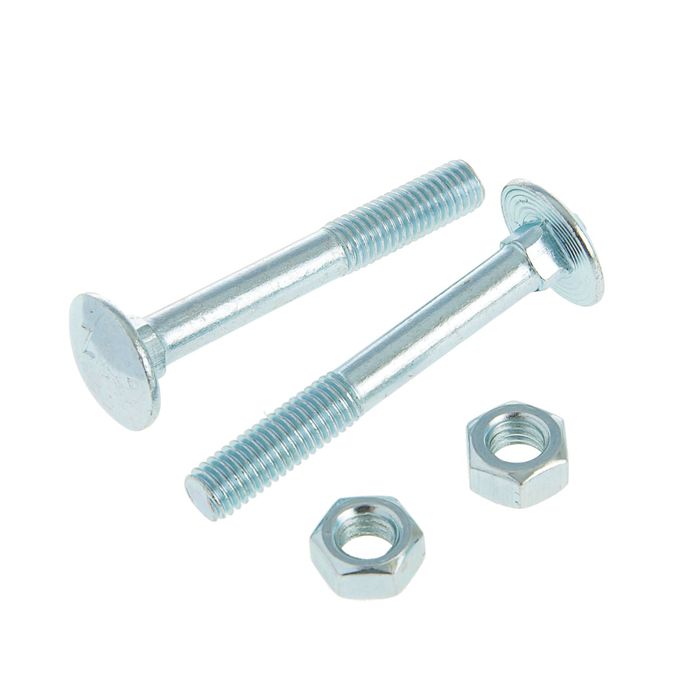 Болт DIN603 мебельный, М8х60 мм, с гайкой, оцинкованный, в пакете 4 шт.