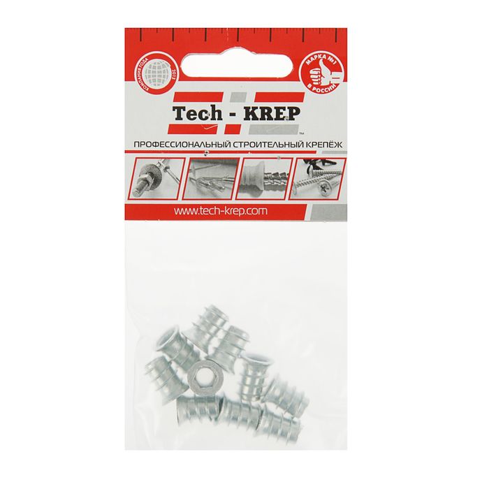 Дюбель мебельный, М6, металлический, в пакете 10 шт.