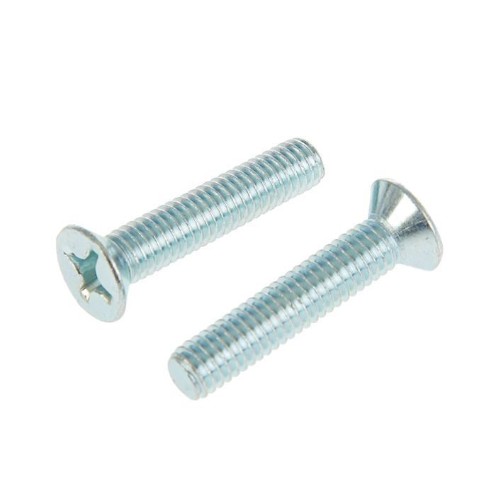 Винт DIN965 с потайной головкой, М6х30 мм, оцинкованный, в коробке 60 шт.