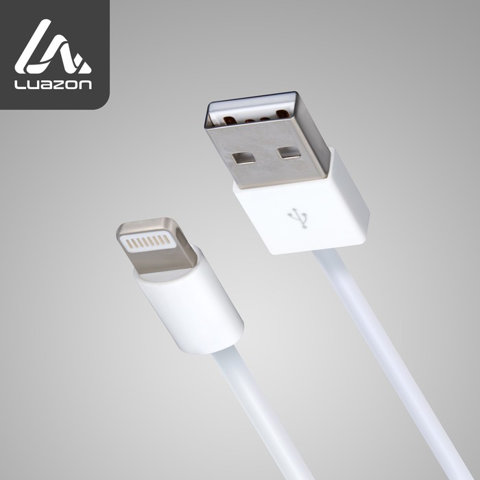 Кабель LuazON, Lightning - USB, 1 А, 0,9 м, белый