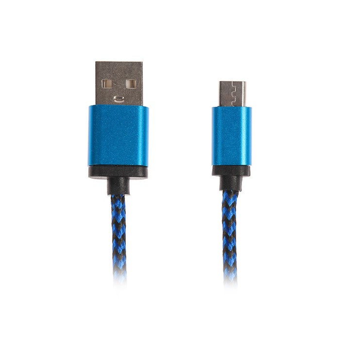Провод для зарядки и передачи данных Luazon USB - microUSB, 1м, текстильная оплетка, микс
