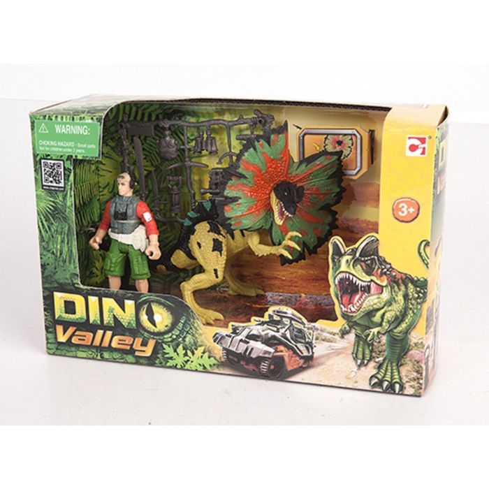 Игровой набор "Дилофозавр и охотник" со снаряжением