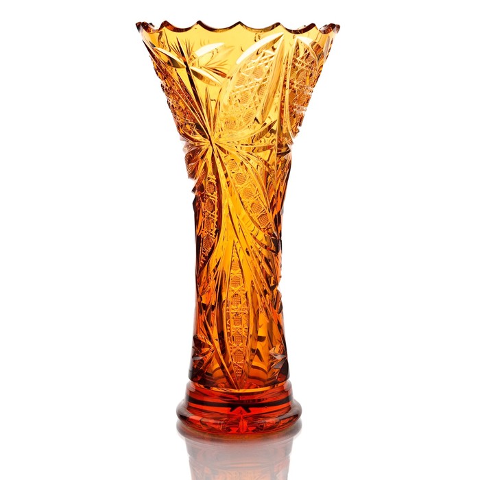 Ваза хрустальная "Лотос" янтарная