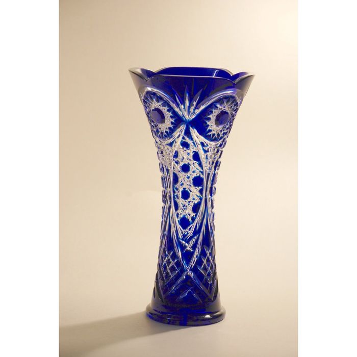 Ваза хрустальная "Лотос" синяя