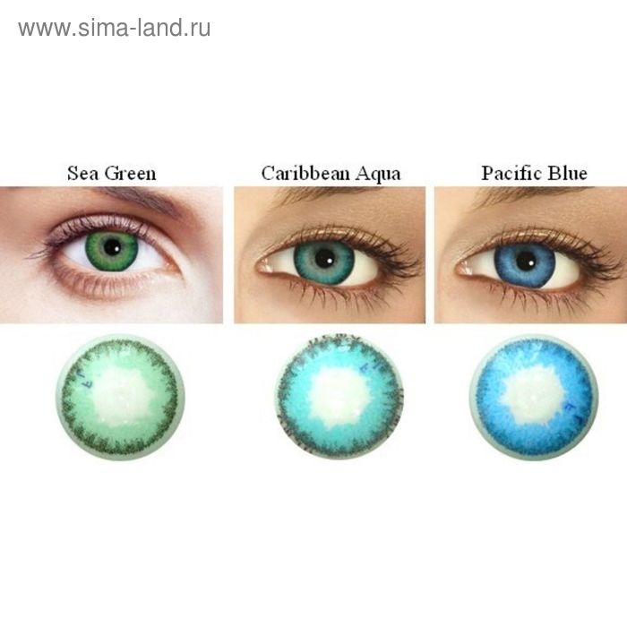 

Цветные контактные линзы FreshLook Dimension PLANO Caribbean Aqua, 0/8,6 в наборе 2шт