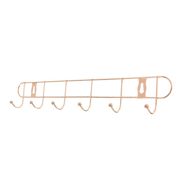 Вешалка на 6 крючков 33х5,5х5,5 см, цвет медный