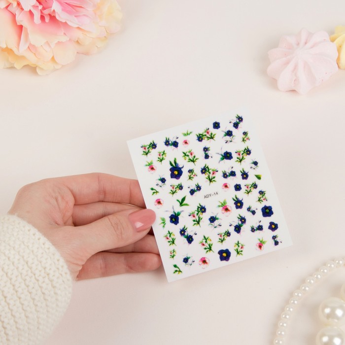 Слайдер-дизайн для ногтей "Цветы", цвет МИКС