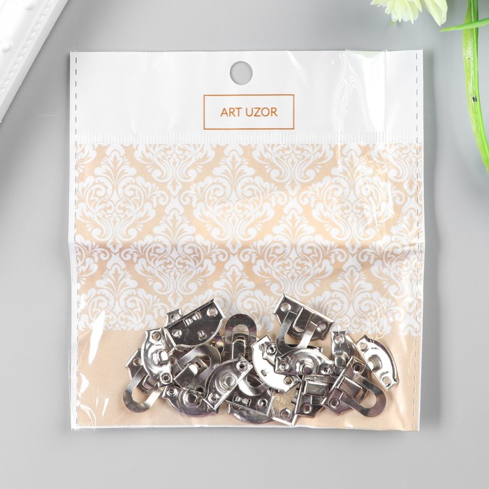 Замок металл для шкатулки "Стандарт" серебро 1,9х2,2 см