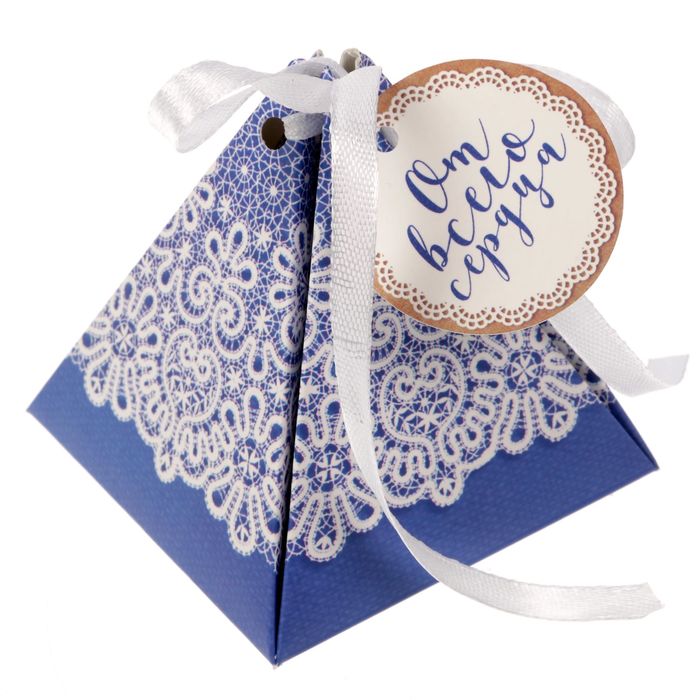 Коробка пирамидка "Кружевная",7,2 х7,2 х 7,5 см