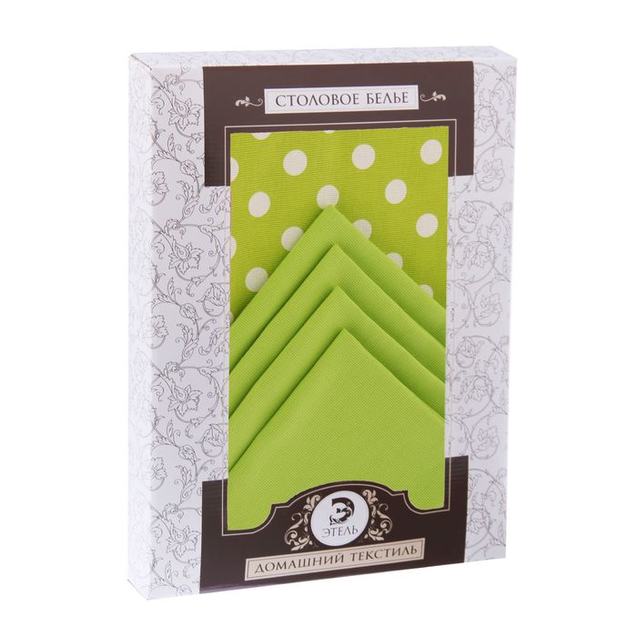 Набор столовый "Этель" Зелёное яблоко (вид2) скатерть 150х200 см, салфетка 40х40 см 8 шт., рогожка