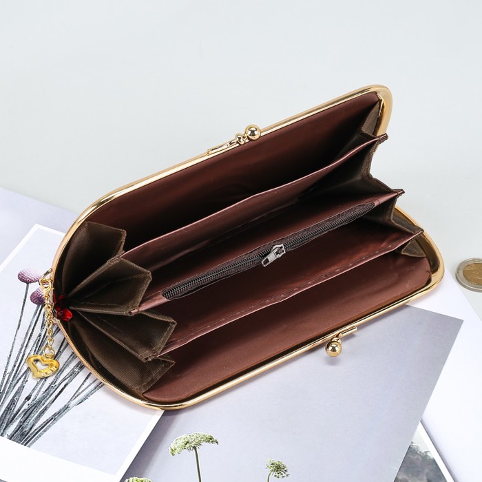 Кошелёк женский на рамке, 5 отделов, цвет красный