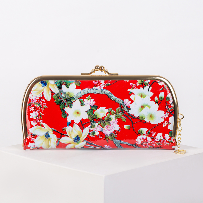 Кошелёк женский на рамке, 5 отделов, цвет красный