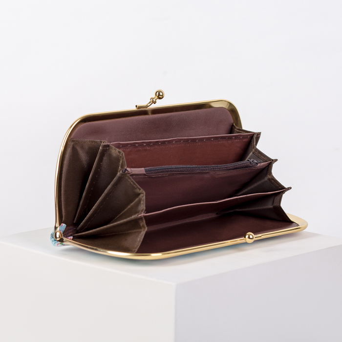 Кошелёк женский на рамке, 5 отделов, цвет мятный