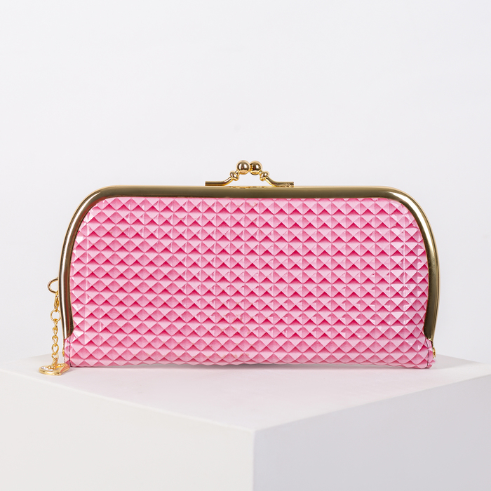 Кошелёк женский на рамке, 5 отделов, цвет розовый