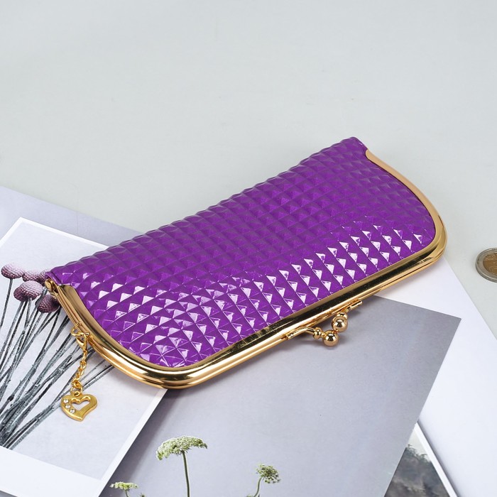 Кошелёк женский на рамке, 5 отделов, цвет сиреневый