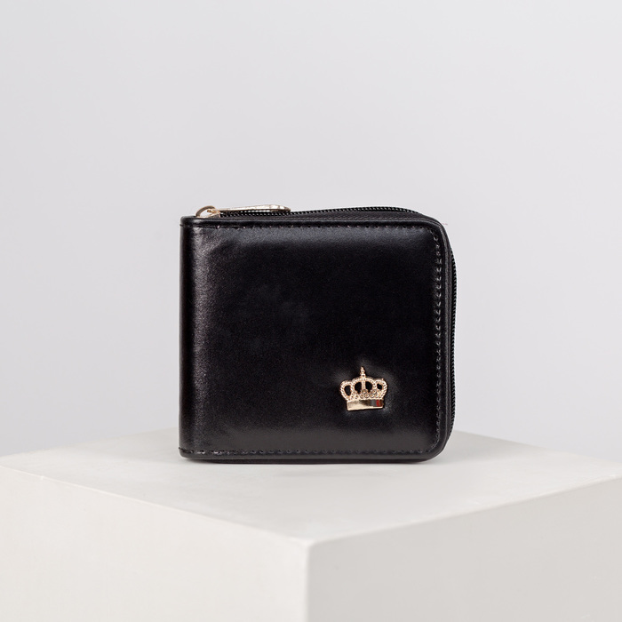 Кошелёк женский на молнии, 1 отдел, для карт, цвет чёрный