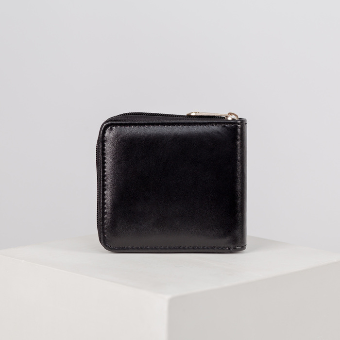 Кошелёк женский на молнии, 1 отдел, для карт, цвет чёрный