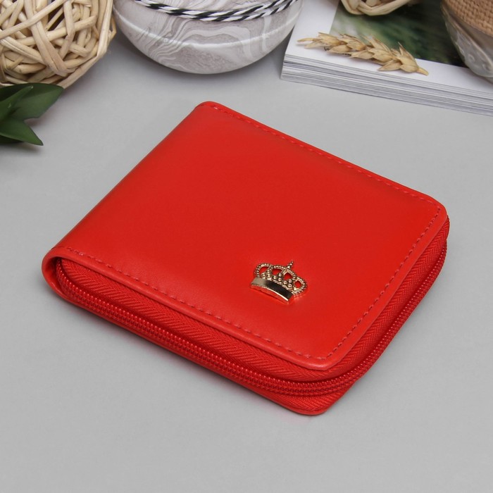 Кошелёк женский на молнии, 1 отдел, для карт, цвет красный