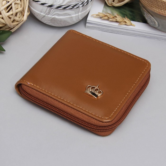 Кошелёк женский на молнии, 1 отдел, для карт, цвет коричневый