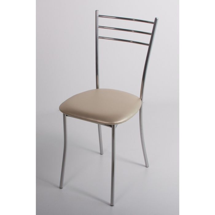 Стул на металлокаркасе Хлоя СТ хром люкс/бежевый перламутр