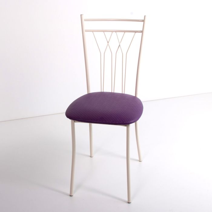Стул на металлокаркасе Премьер СТ бежевый/капитон фиолетовый