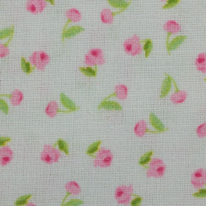 Ткань для пэчворка "Тени роз", 48х50см, 120г/кв.м, цвет белый/розовый/зелёный
