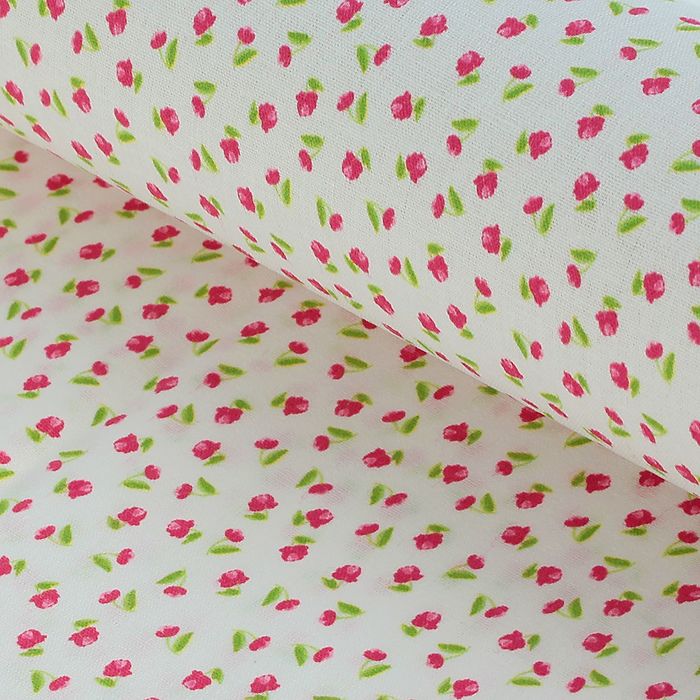 Ткань для пэчворка "Тени роз", 48х50см, 120г/кв.м, цвет белый/красный/зелёный