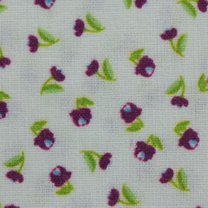 Ткань для пэчворка "Тени роз", 48х50см, 120г/кв.м, цвет белый/фиолетовый/зелёный